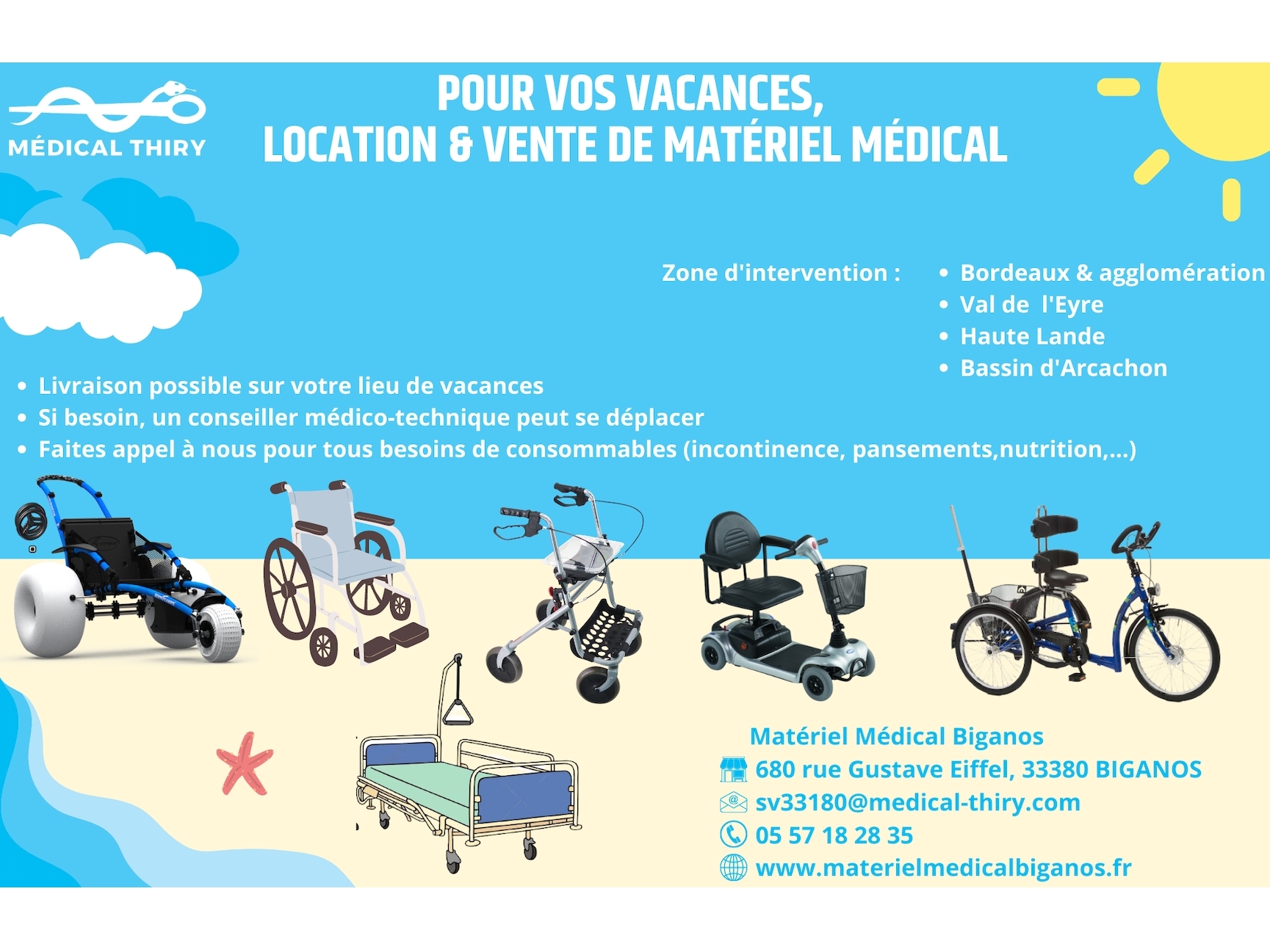 Location de matériel Médical en Nouvelle-Aquitaine (Biganos, Bassin d'Arcachon, Bordeaux et alentours)