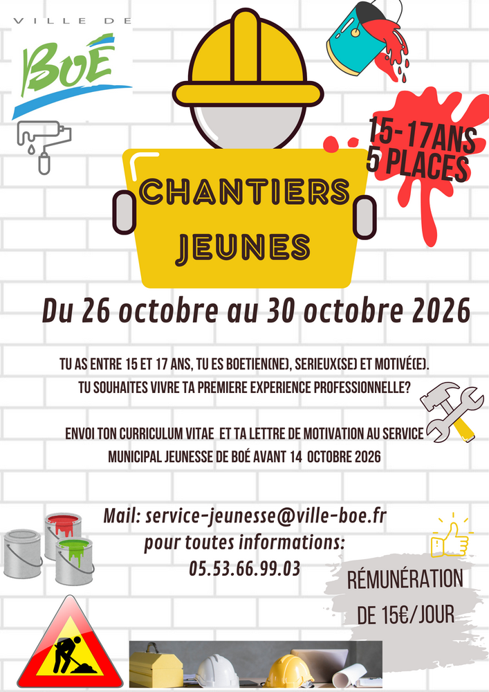 Chantiers Jeunes Octobre 2026 : les candidatures sont ouvertes !
