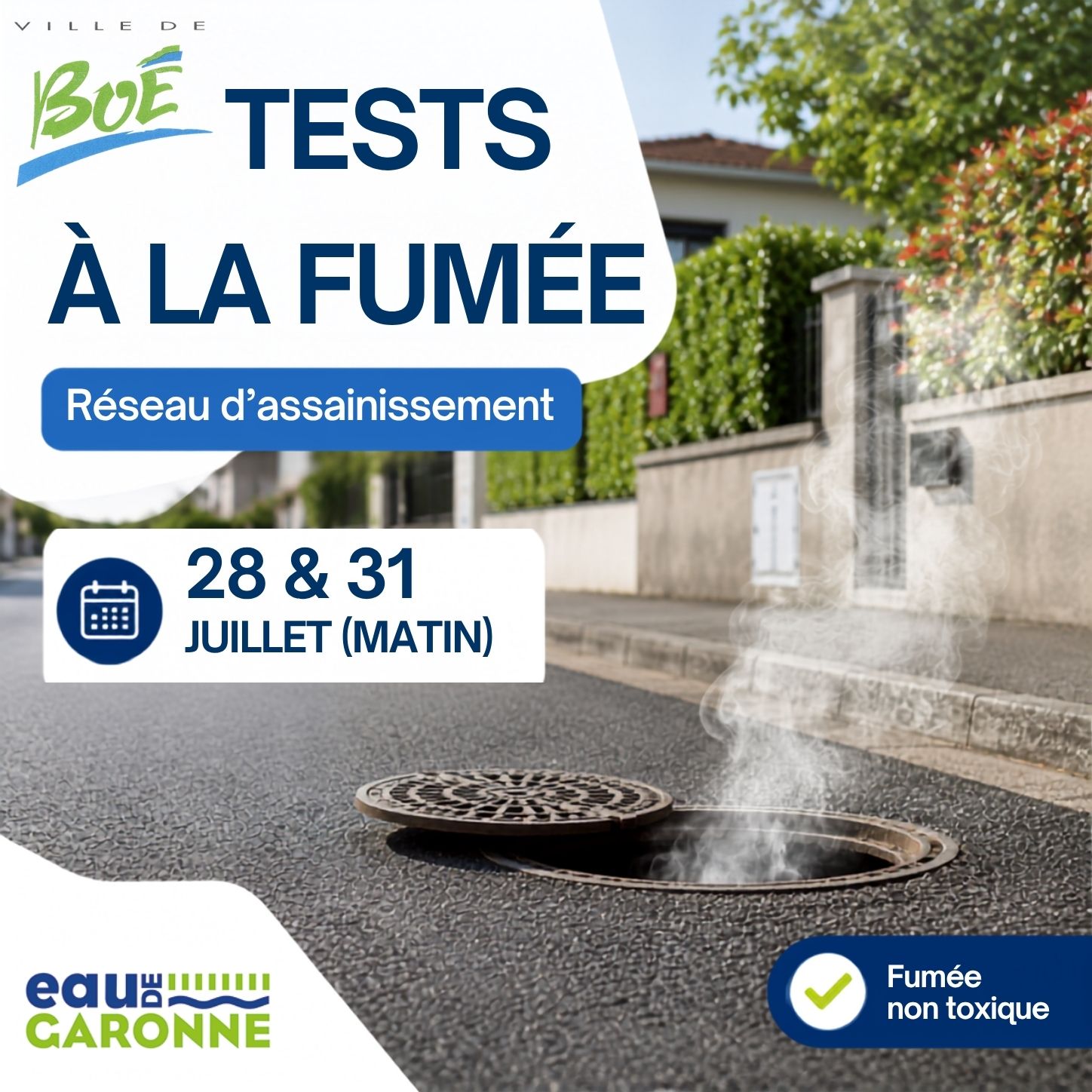 Test à la fumée sur le réseau d'assainissement