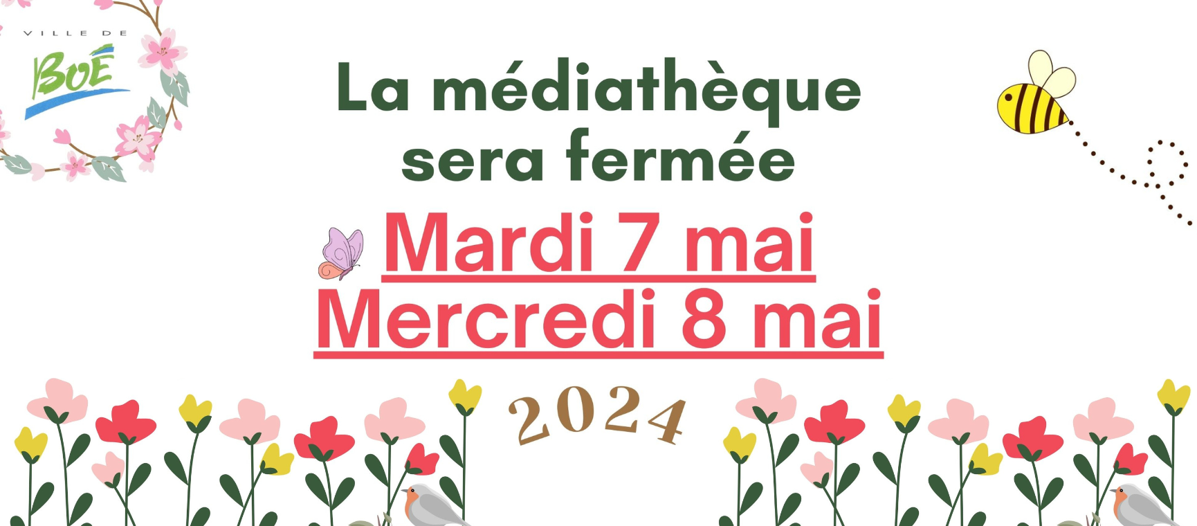 FERMERTURE DE LA MÉDIATHÈQUE