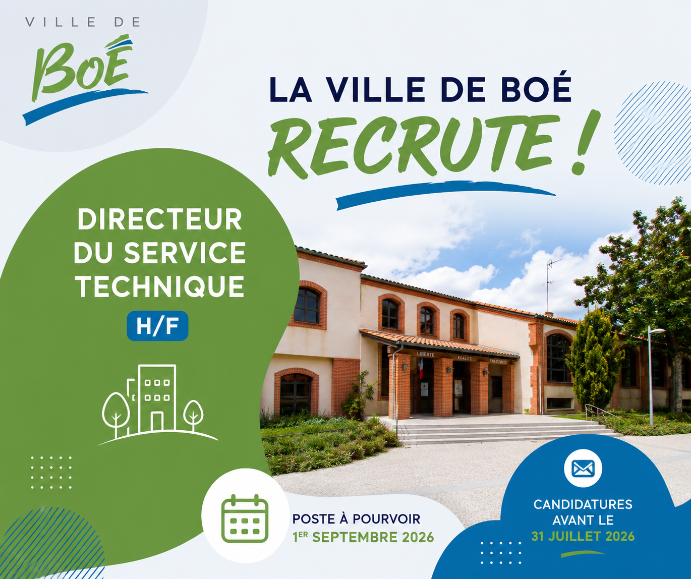 La Ville de Boé recrute son Directeur du service technique (H/F)