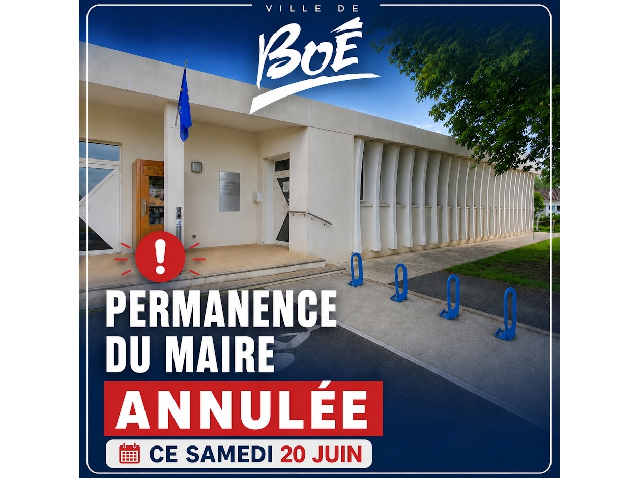 Permanence du maire annulée – samedi 20 juin