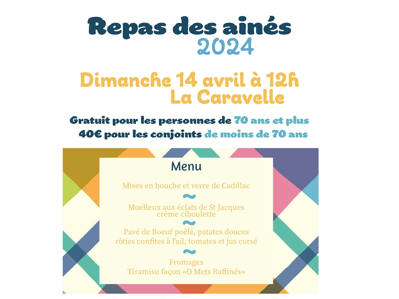 Inscription repas des ainés jusqu'au 4 avril