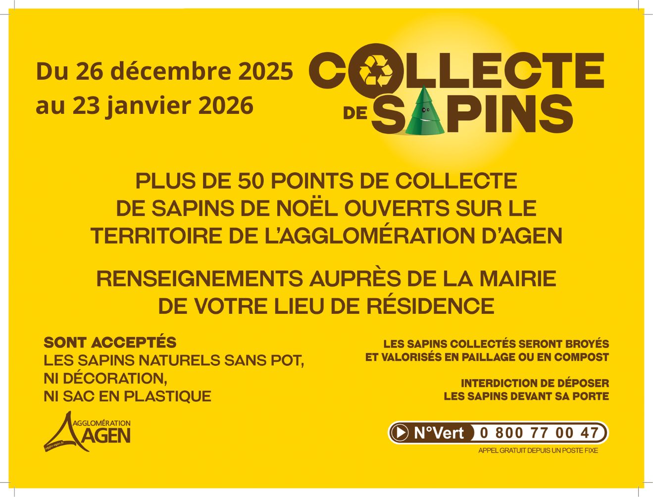 Collecte de sapins du 26 décembre au 23 janvier