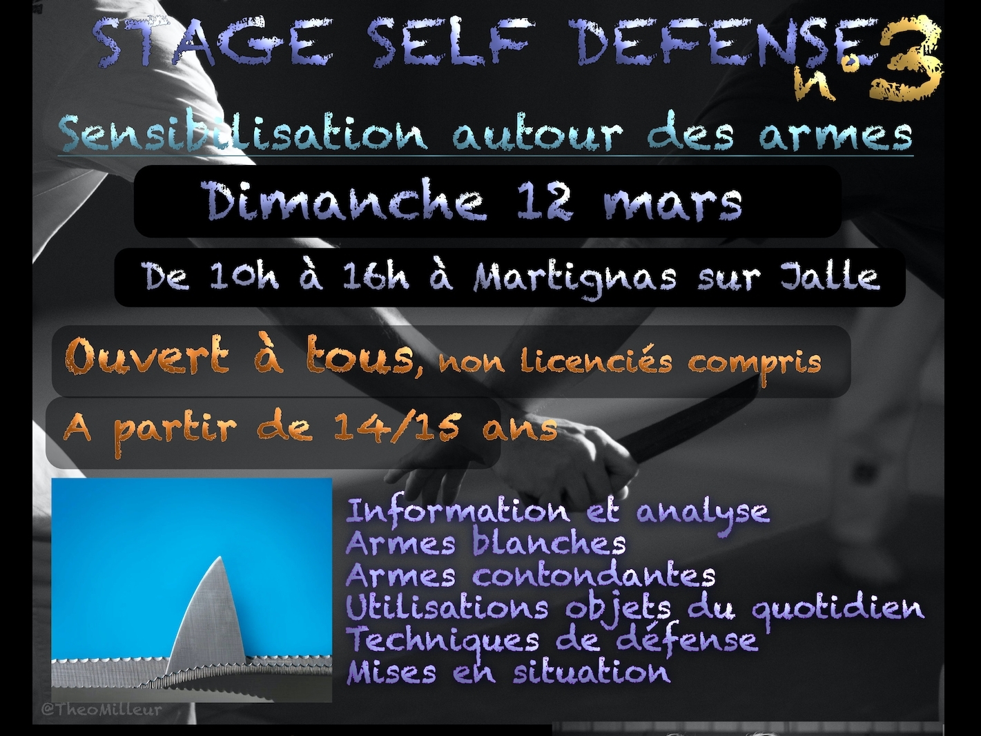 stage de self defense n°3 - sensibilisation autour des armes