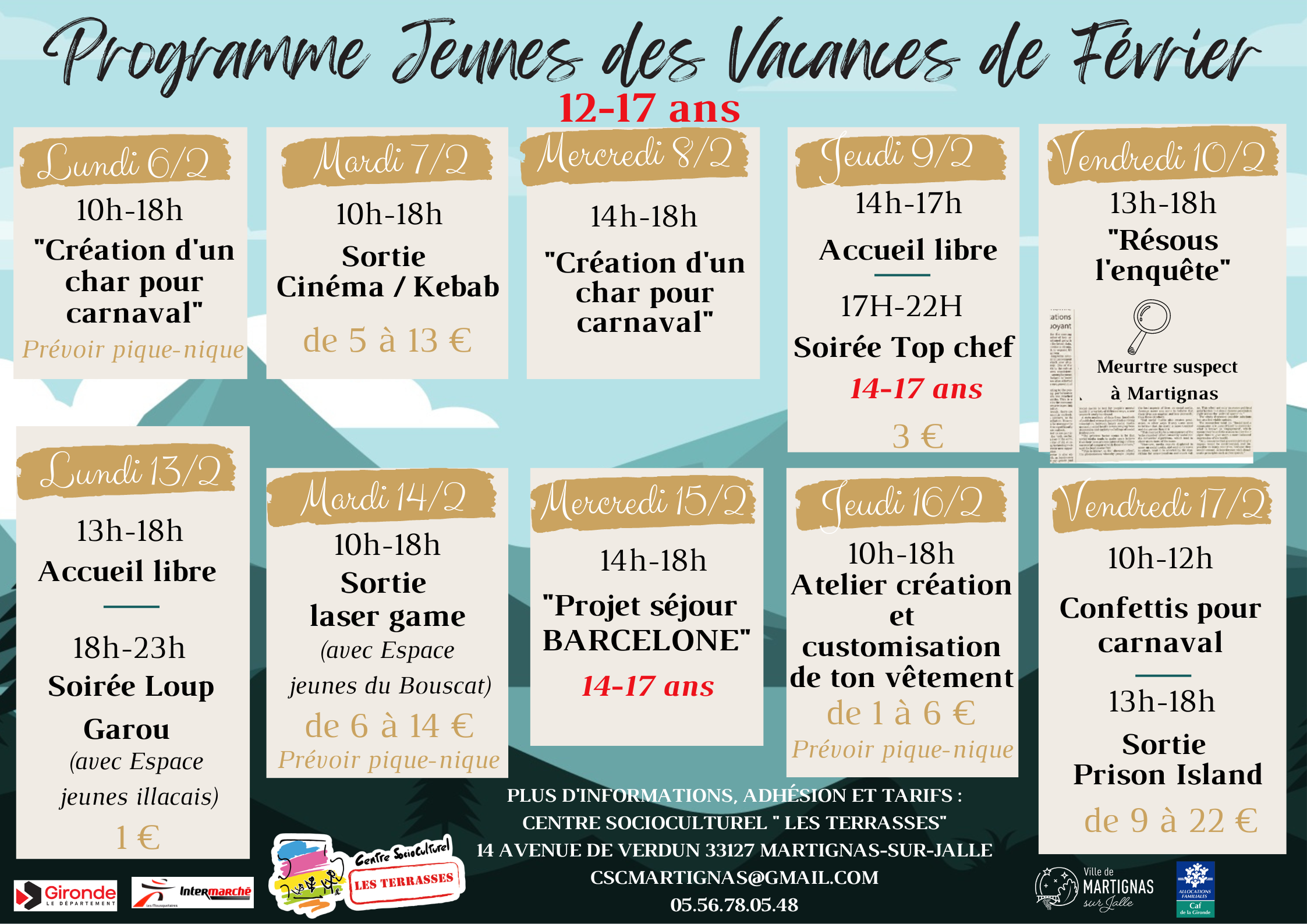 VACANCES DE FEVRIER 2023 - Jeunes 12-17 ans