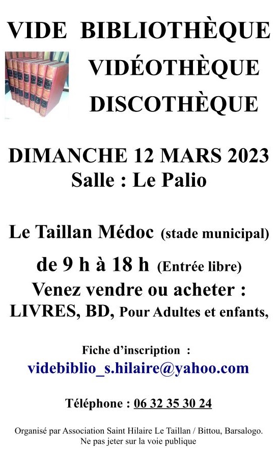 Vide bibliothèque, vidéothèque et discothèque 