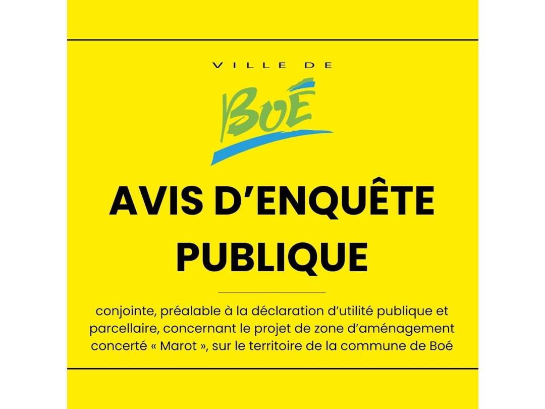 AVIS D’ENQUÊTE PUBLIQUE - Projet de ZAC "Marot"