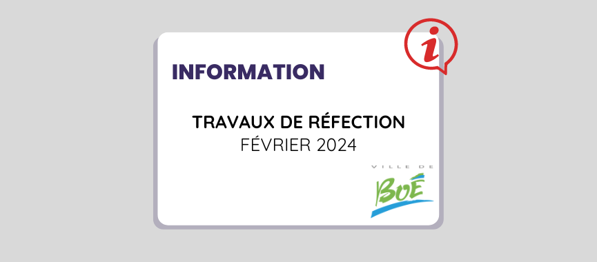 TRAVAUX DE RÉFECTION DE VOIRIE ET TROTTOIR - FÉVRIER 2024