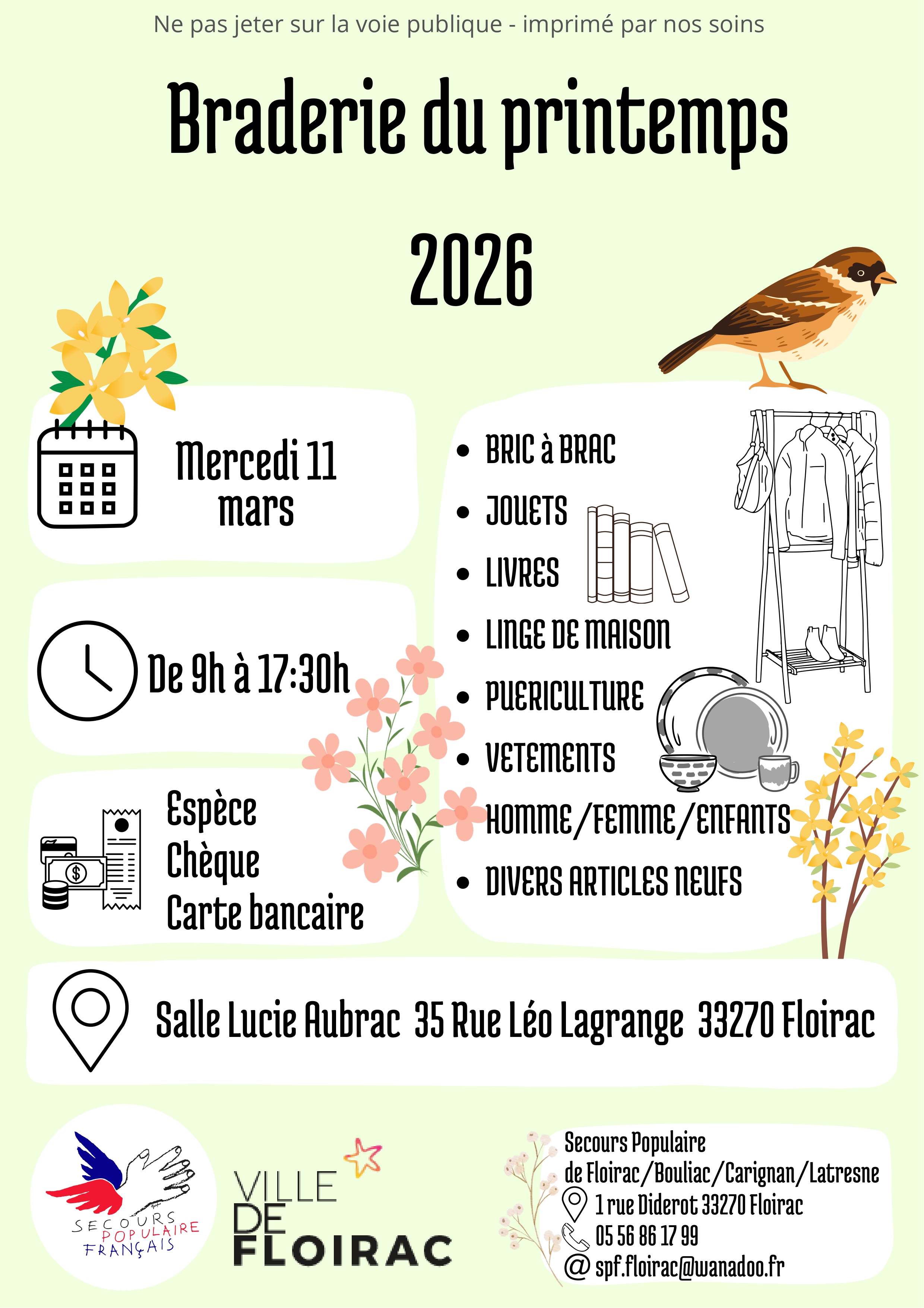 Secours populaire : Braderie de printemps 2026