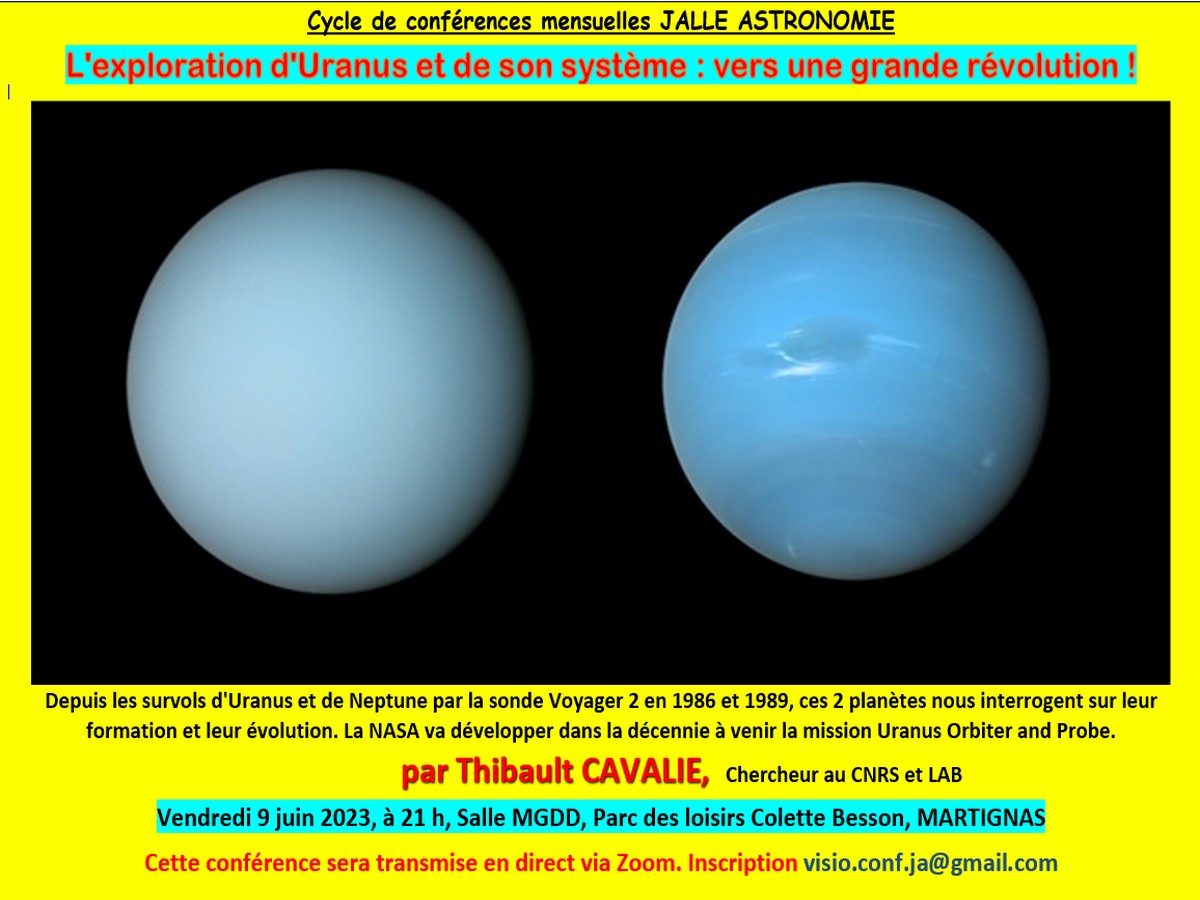 Conférence Juin 2023:  L'exploration  d'Uranus et de son système