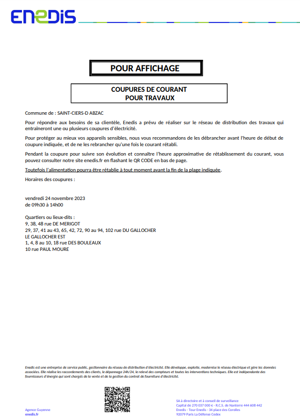 Entretien du réseau électrique par ENEDIS