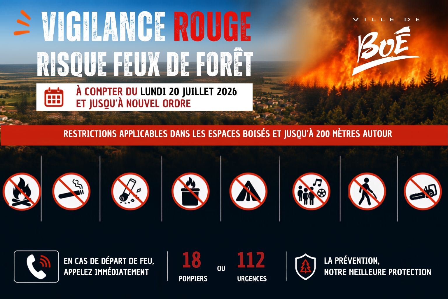 Risque feux de forêt : le Lot-et-Garonne passe en vigilance ROUGE