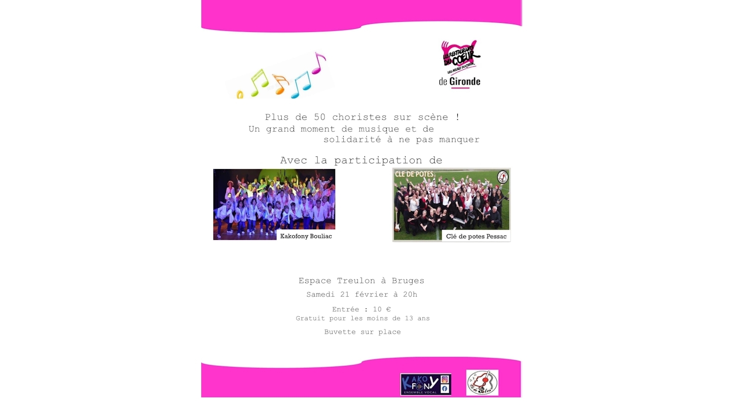 Concert Kakofony et Clé de Potes au profit des Restaurants du Cœur 