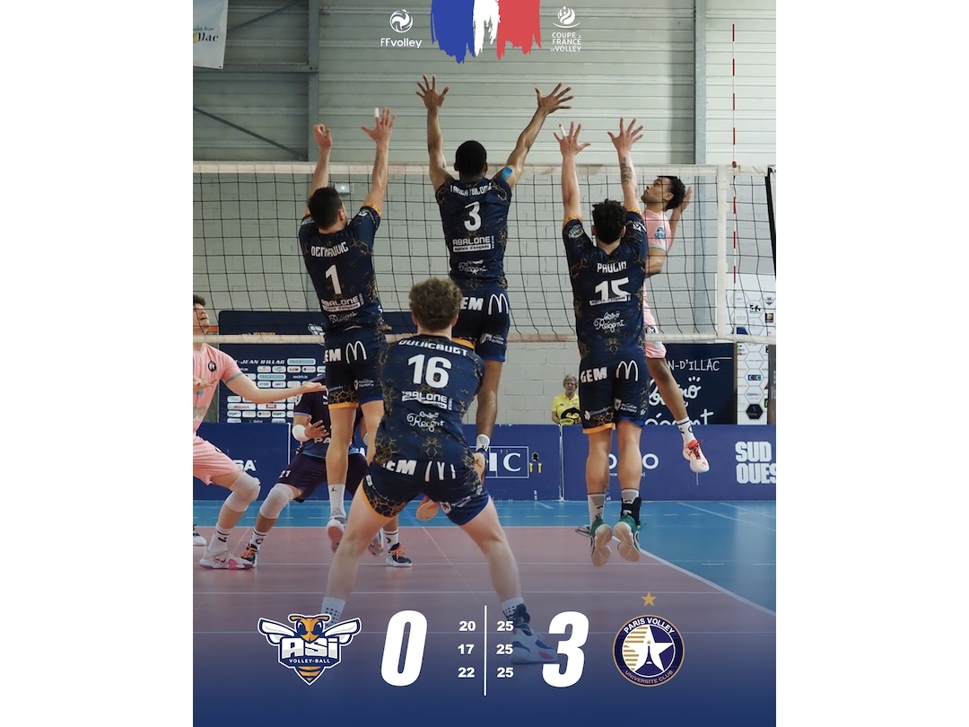 CDF ASI vs Paris Volley : Défaite 3/0