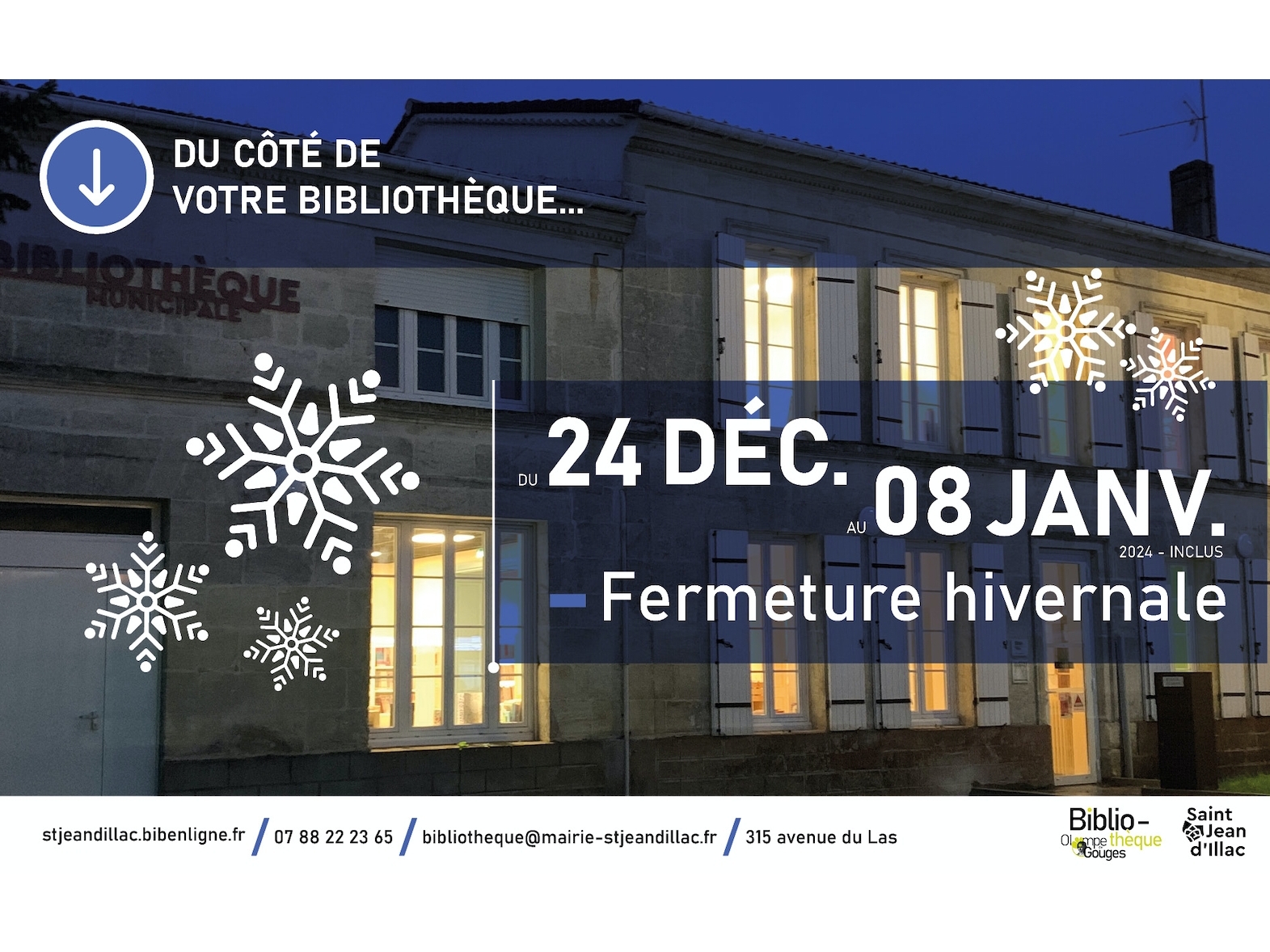 Bibliothèque - Fermeture hivernale