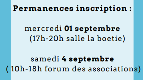 Permanence inscription saison 2021-2022