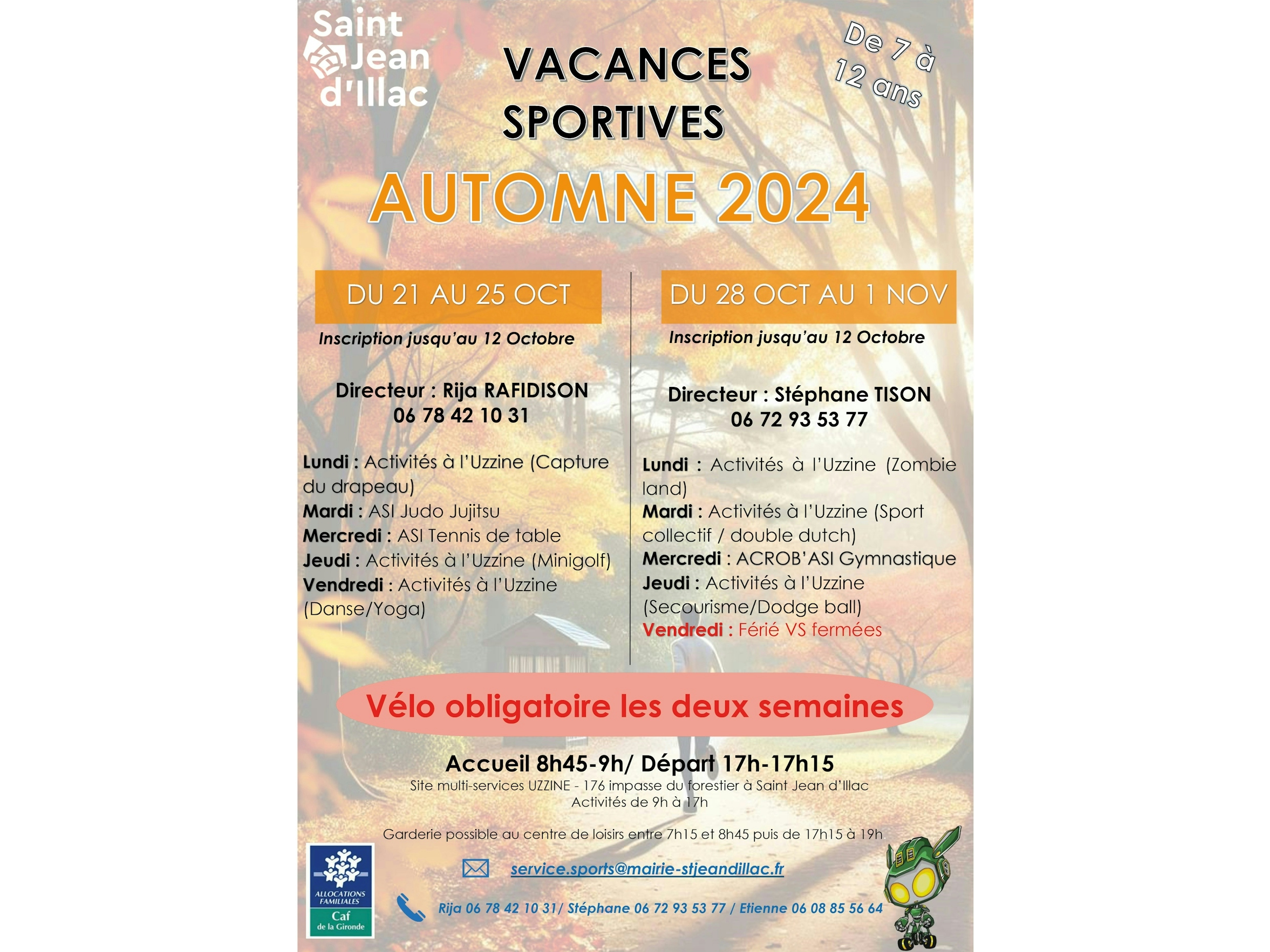 Vacances sportives - AUTOMNE 2024