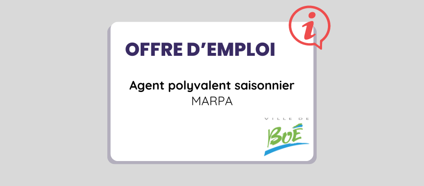 OFFRE D'EMPLOI - AGENT POLYVALENT SAISONNIER MARPA