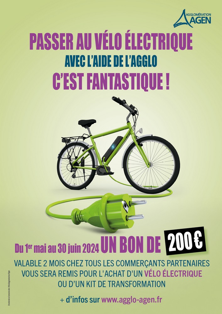 AIDE À L'ACHAT D'UN VÉLO À ASSISTANCE ÉLECTRIQUE (VAE) OU KIT DE TRANSFORMATION - AGGLOMÉRATION D'AGEN
