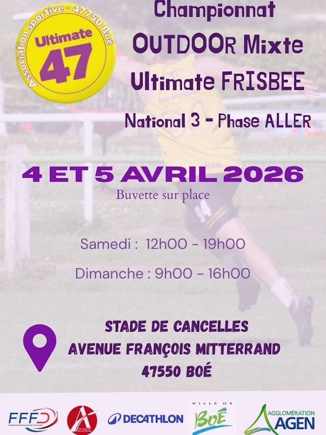 Championnat Outdoor Mixte d'Ultimate Frisbee - National 3 Phase ALLER
