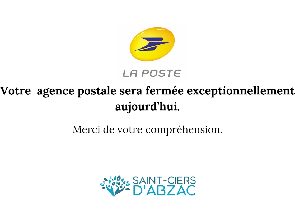 Fermeture de la poste aujourd'hui